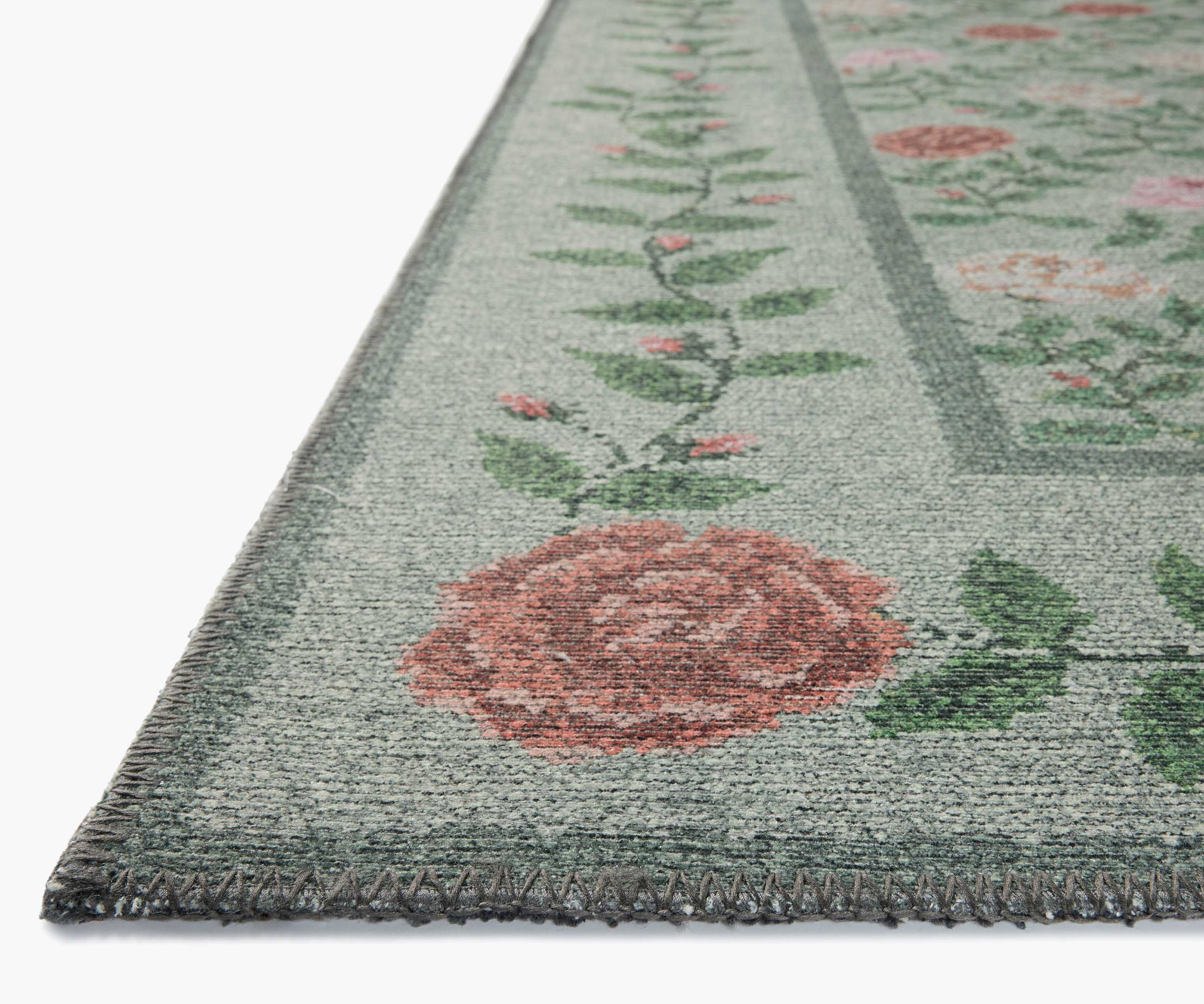 Wildwood Rose Trellis Printed Rug - Mint