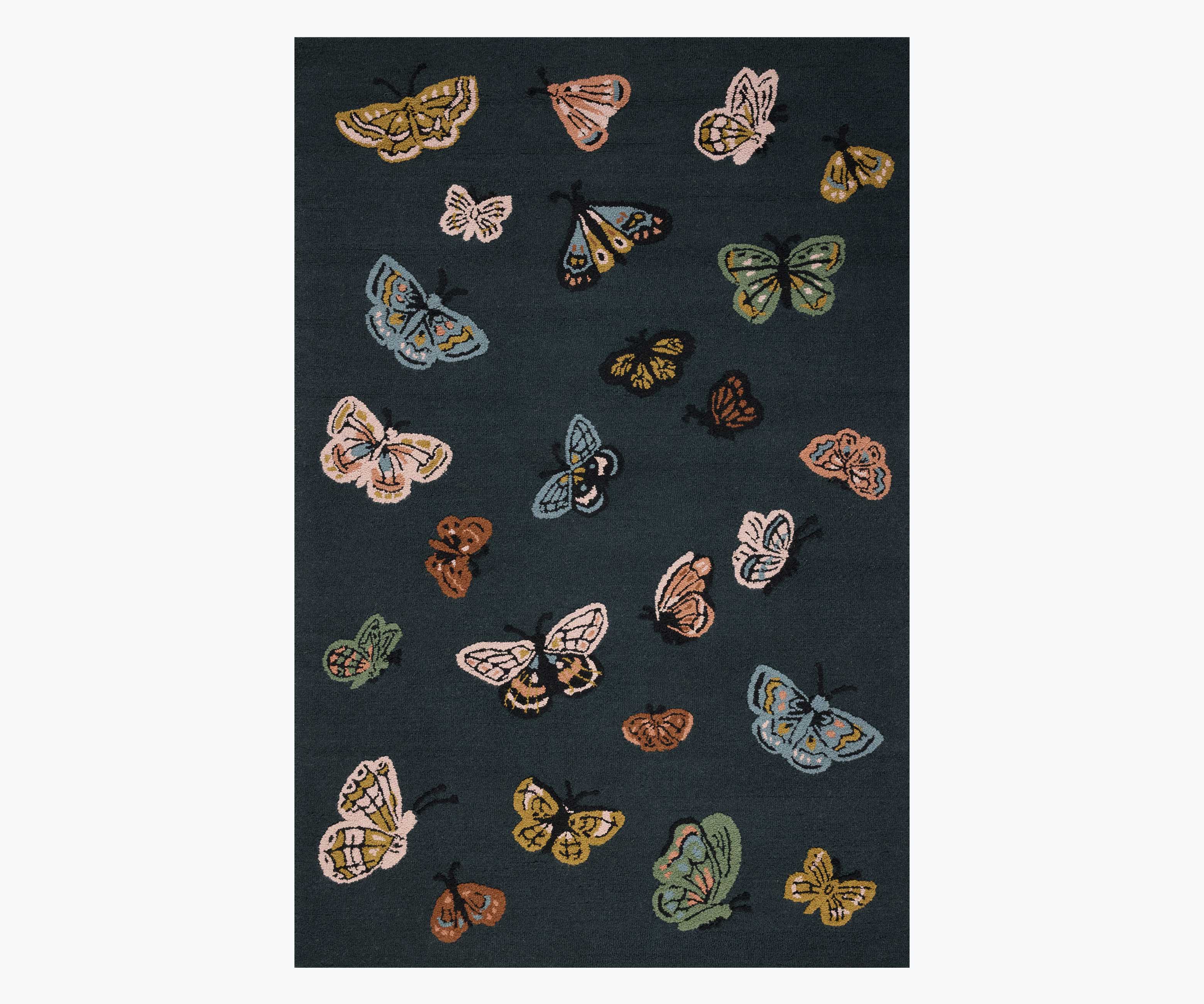 Highgrove Butterfly House Wool Hooked Rug - Charcoal