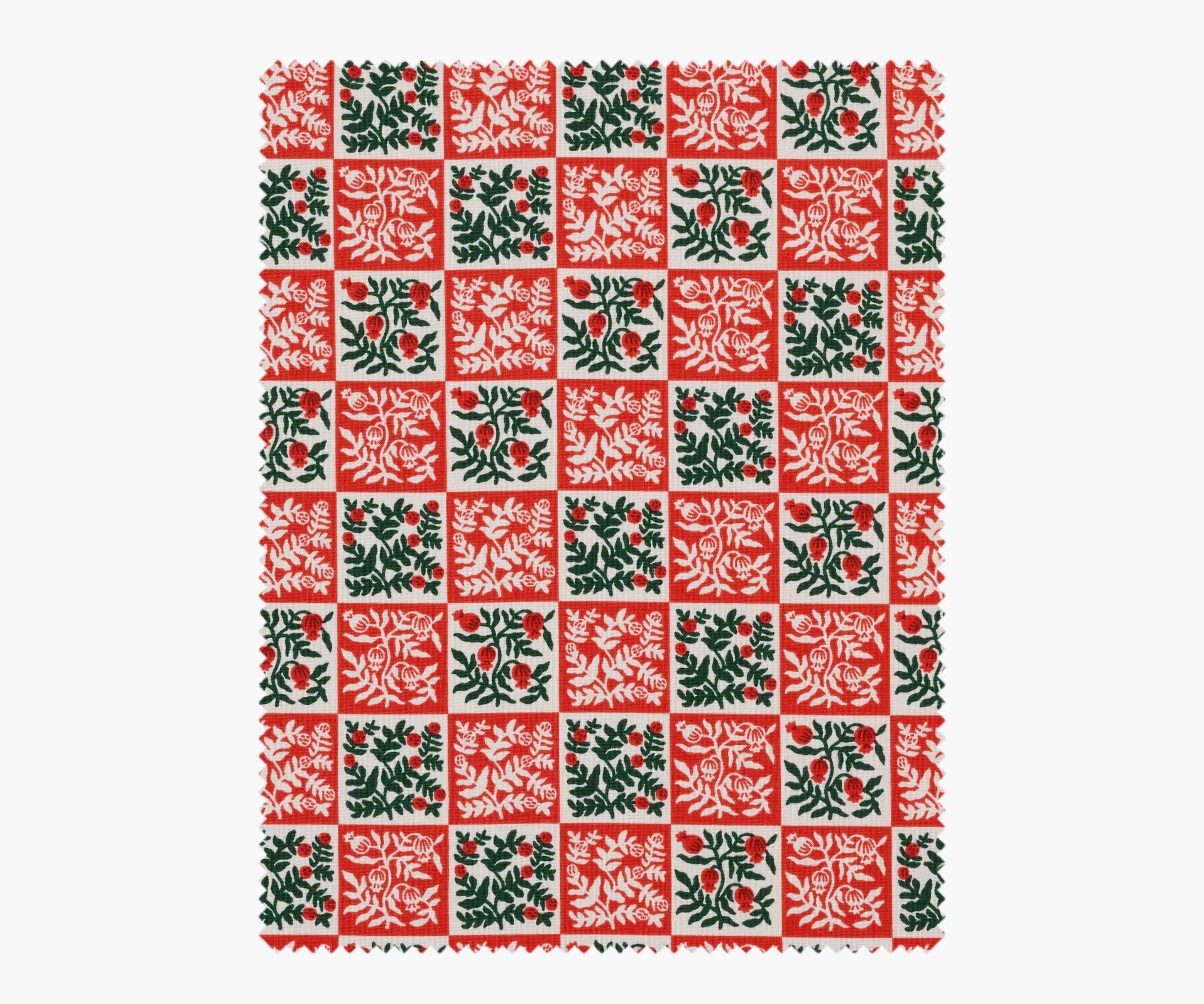 Yuletide Floral Cotton Fabric - Red