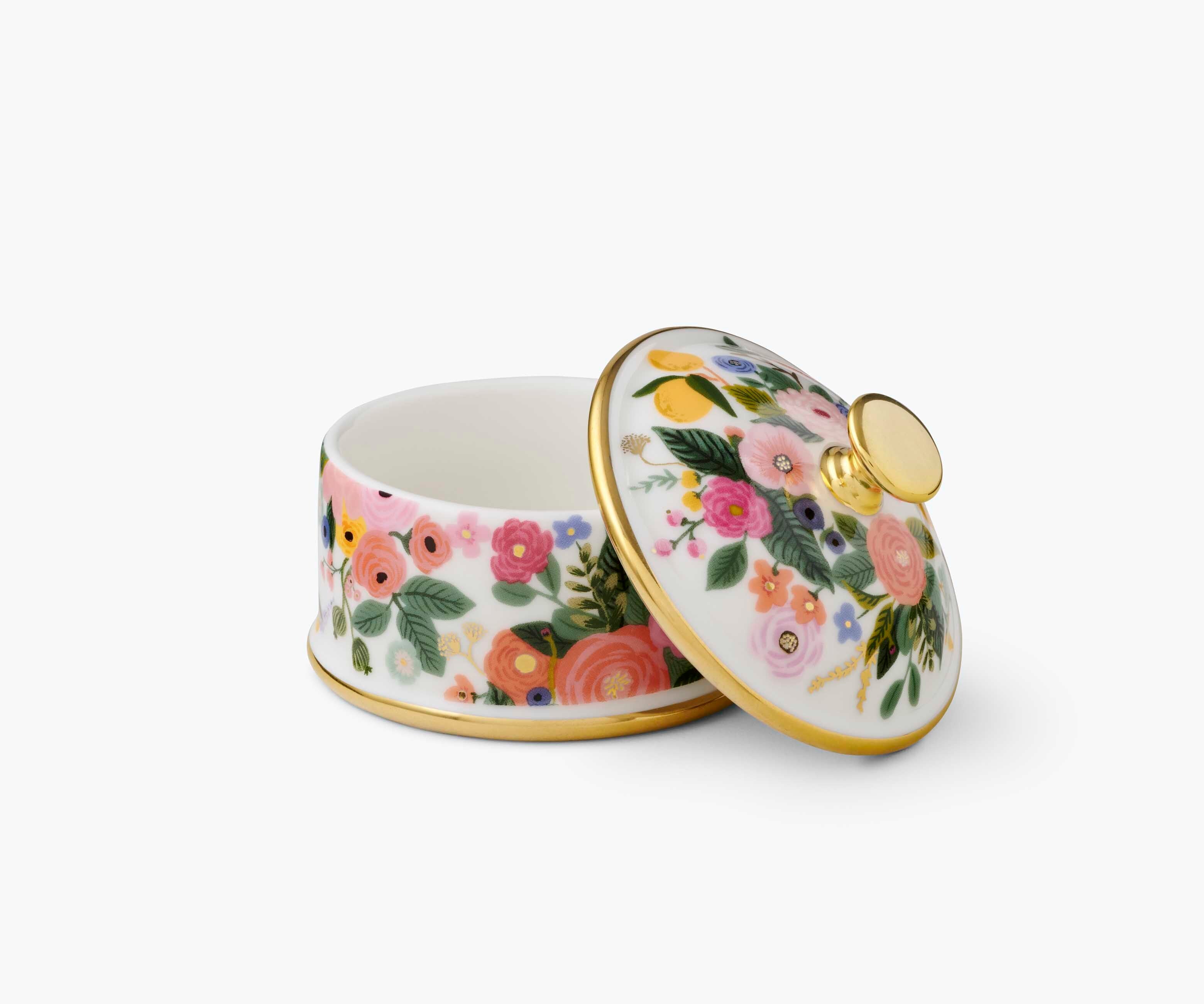 Round Porcelain Box - Garden Party
