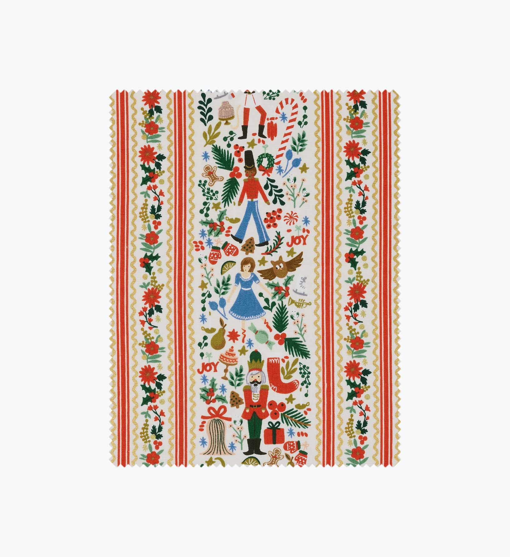 Holly Jolly Nutcracker Canvas Metallic Fabric - Cream and Gold