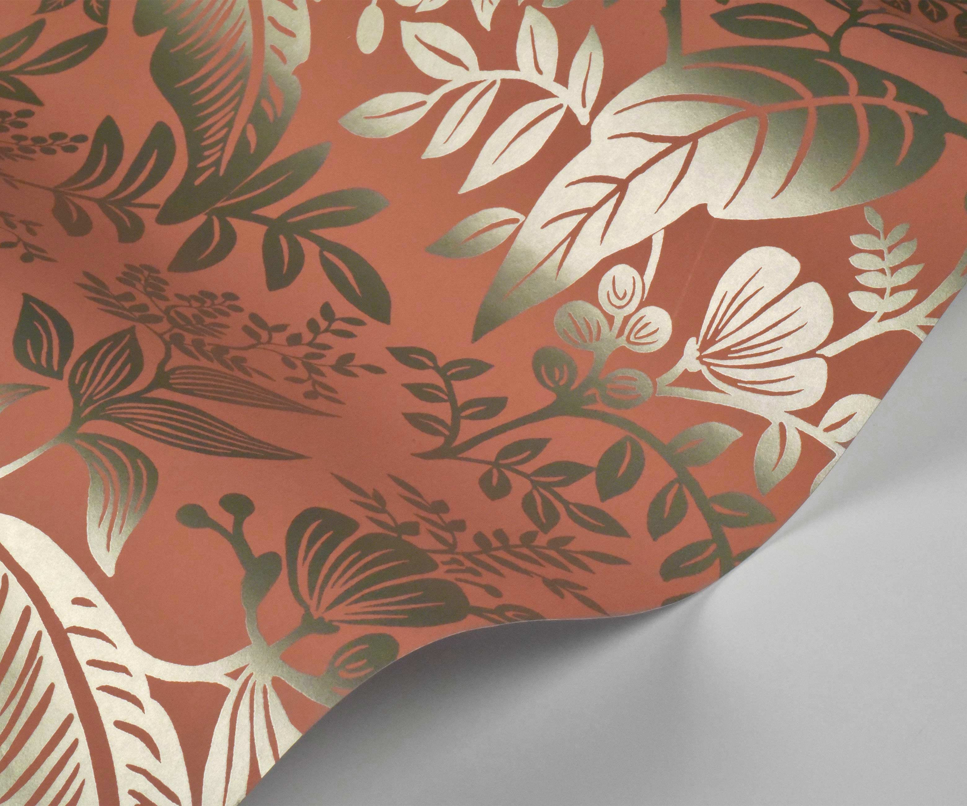 Canopy Wallpaper Sample - Rose & Metallic Silver