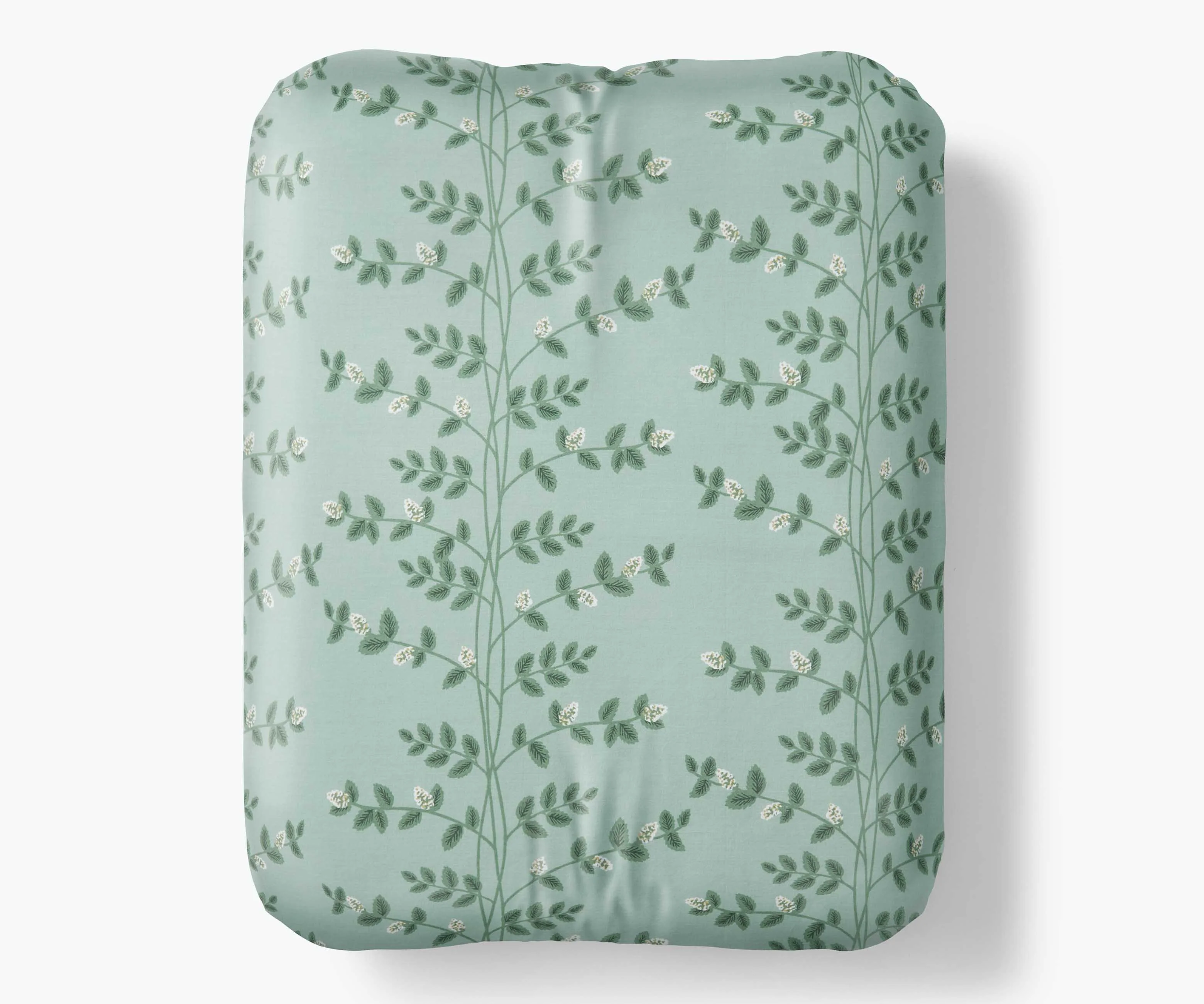Percale Fitted Sheet - Climbing Vines Sage